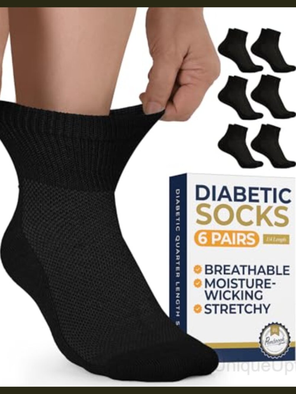 Diabetic Ankle Socks Non Binding Quarter Length Mesh Top 6 Pairs